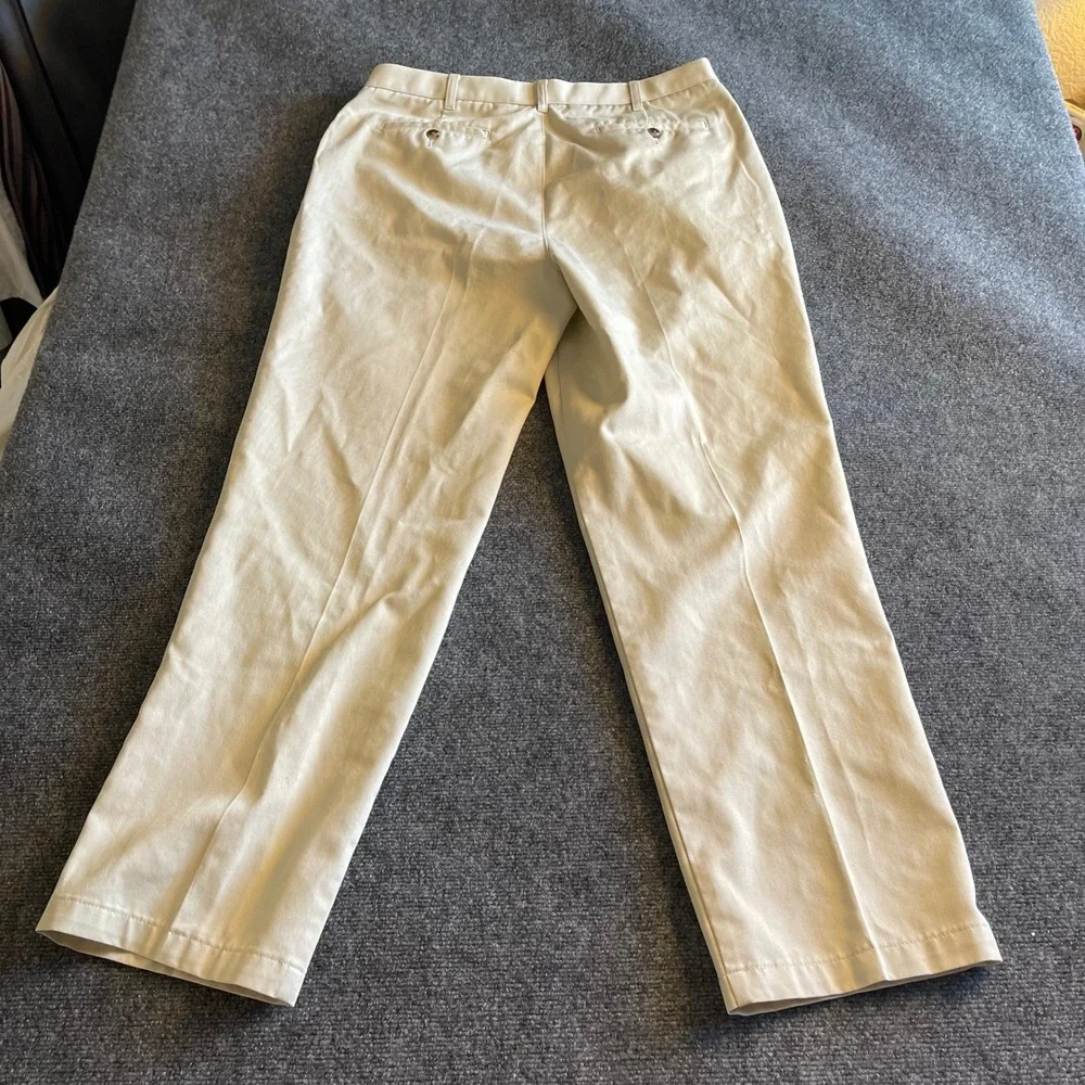 Van Heusen Mens Khaki Pleated Chino Pants 100% Cotton Twill Beige 36x32‎